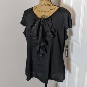 Black ruffle blouse
